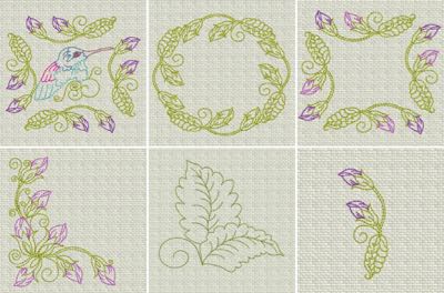 Hummingbird flowers embroidery designs quilting and floral frames