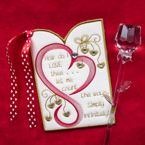 Valentine keepsake embroidery card in the hoop love heart wedding bridal  embroidery