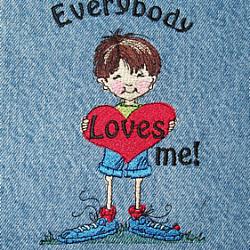 Everybody Loves Me Boy! 5X7  embroidery design from art by Sassy Cheryl